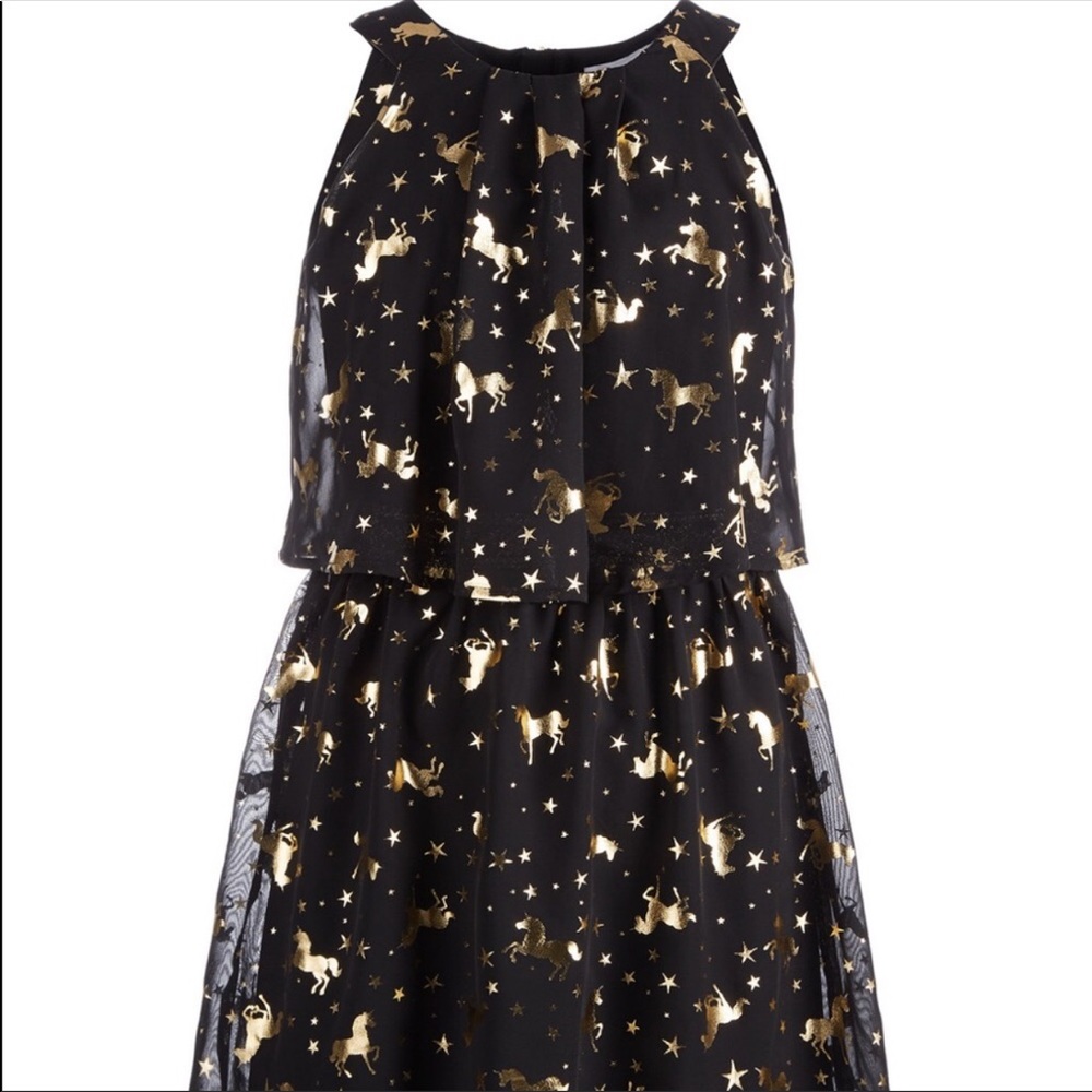 Epic Threads gold foil big girl unicorn dress med special event Easter holiday